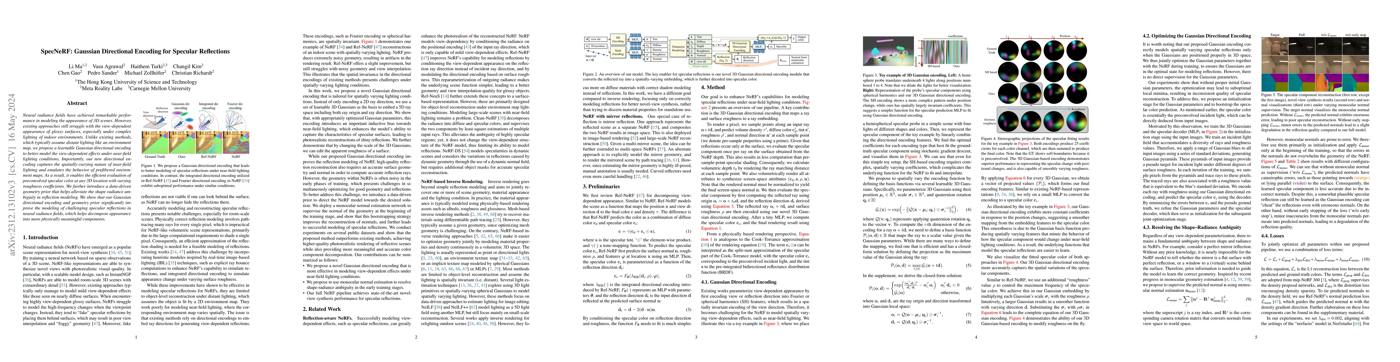 Thumbnail for SpecNeRF: Gaussian Directional Encoding for Specular Reflections