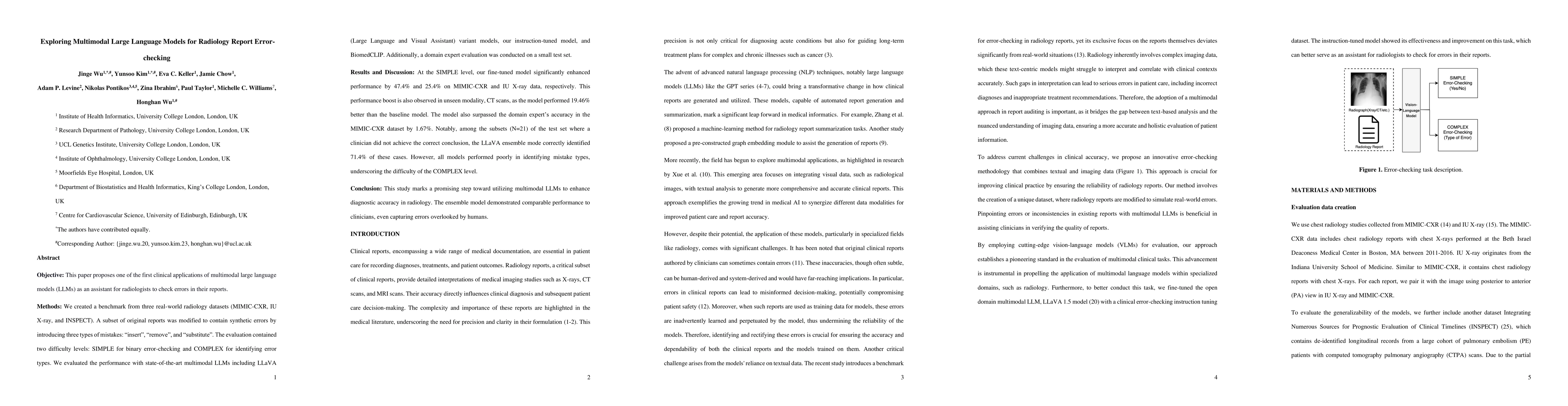 Thumbnail for Exploring Multimodal Large Language Models for Radiology Report
  Error-checking