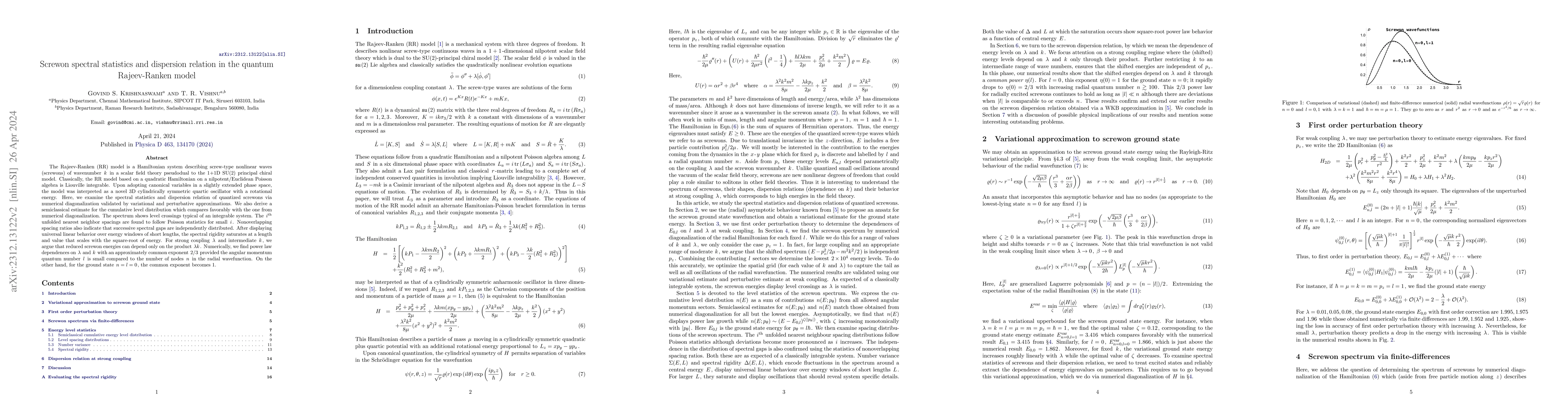 Thumbnail for Screwon spectral statistics and dispersion relation in the quantum
  Rajeev-Ranken model