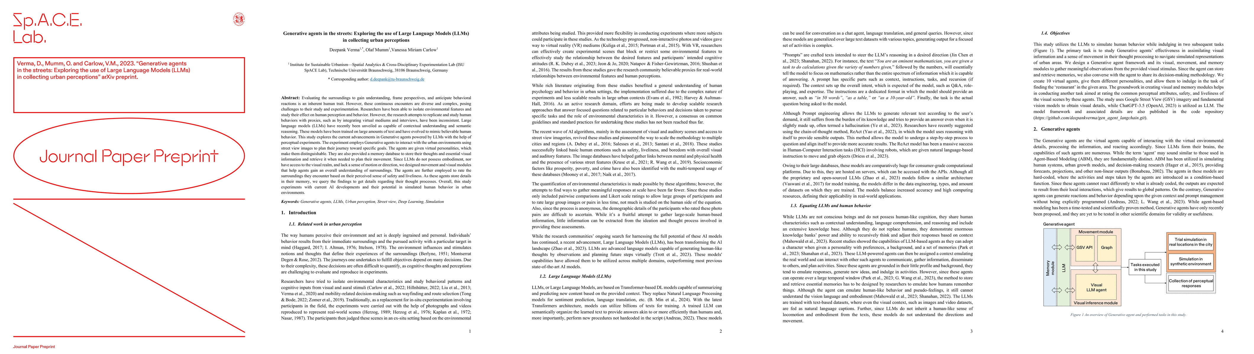 Thumbnail for Generative agents in the streets: Exploring the use of Large Language
  Models (LLMs) in collecting urban perceptions