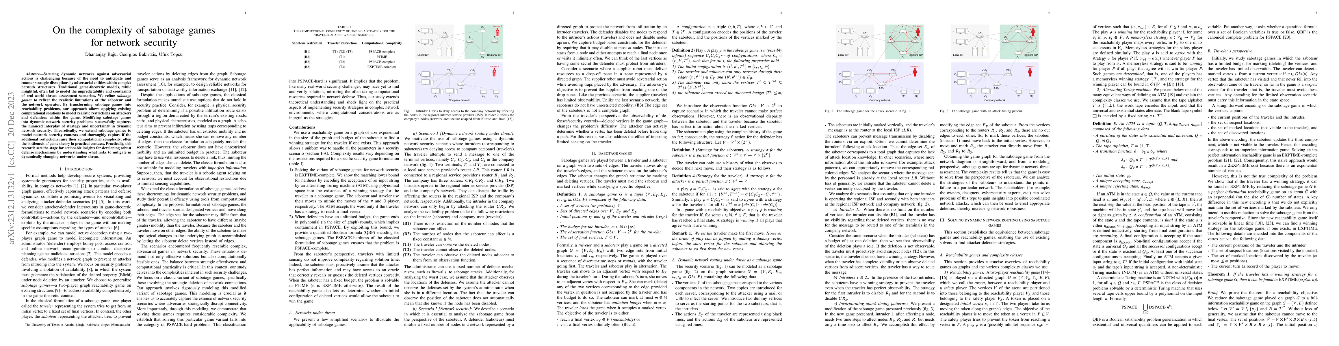 Thumbnail for On the complexity of sabotage games for network security