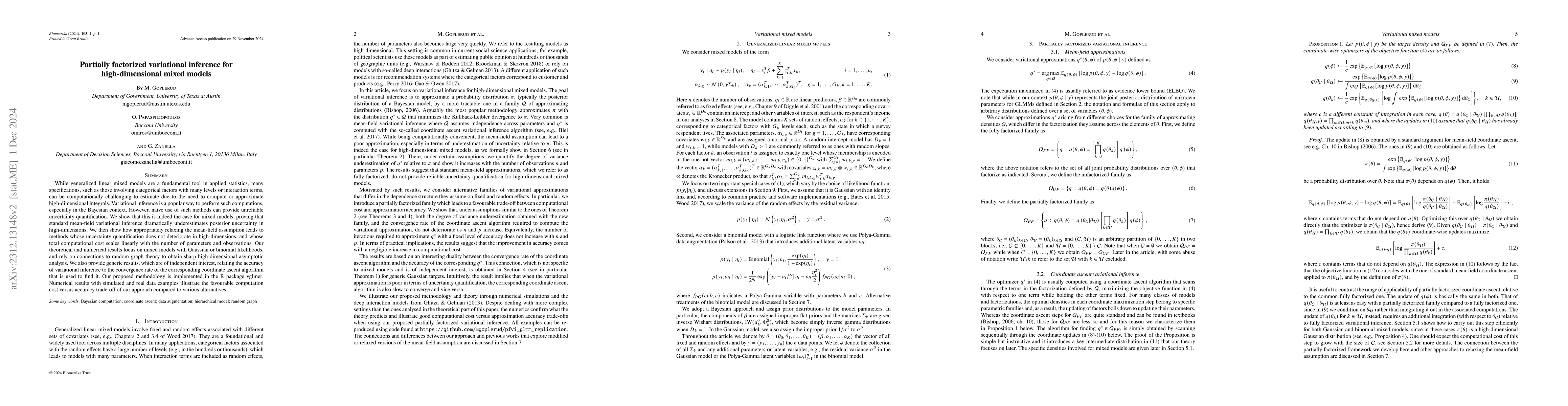 Thumbnail for Partially factorized variational inference for high-dimensional mixed
  models