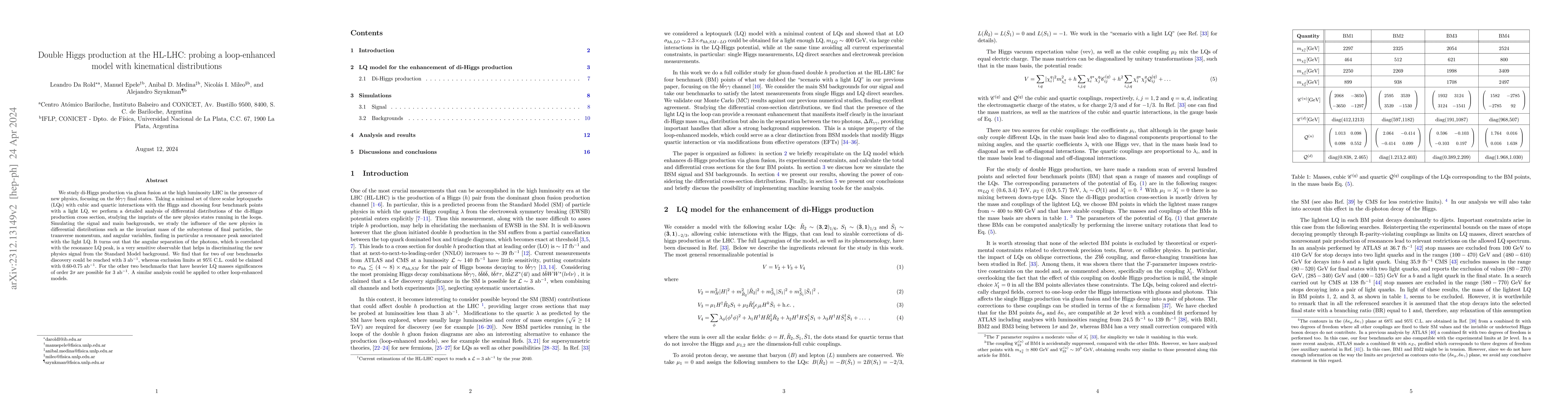 Thumbnail for Double Higgs production at the HL-LHC: probing a loop-enhanced model
  with kinematical distributions