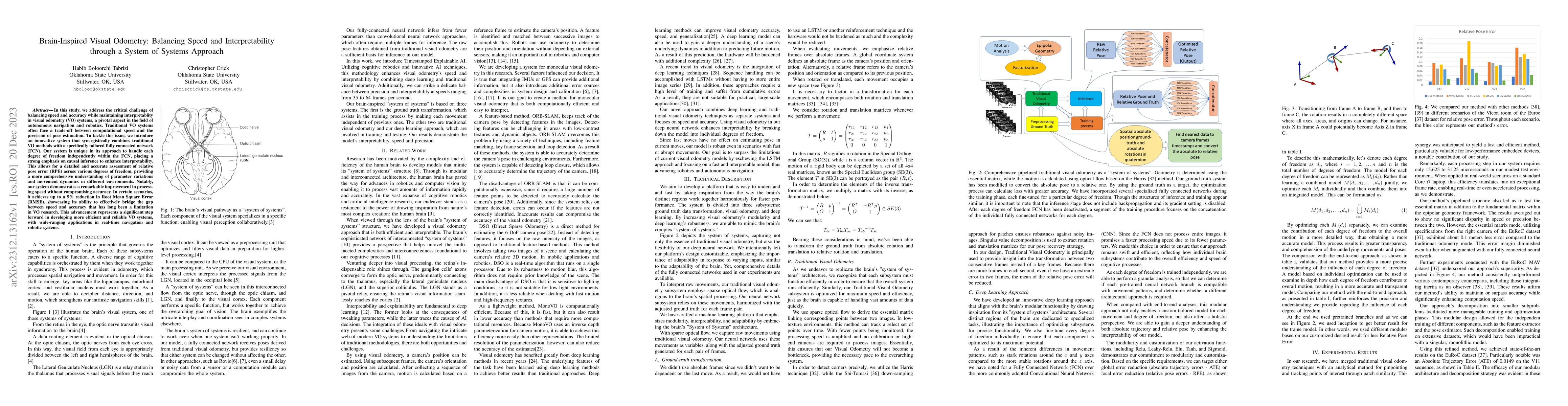 Thumbnail for Brain-Inspired Visual Odometry: Balancing Speed and Interpretability
  through a System of Systems Approach