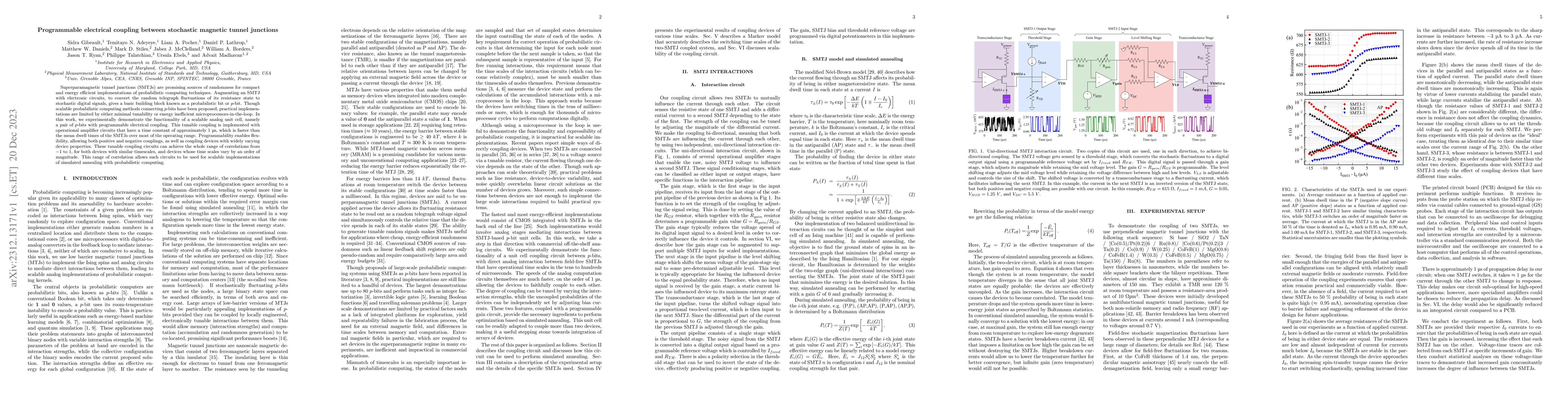 Thumbnail for Programmable electrical coupling between stochastic magnetic tunnel
  junctions