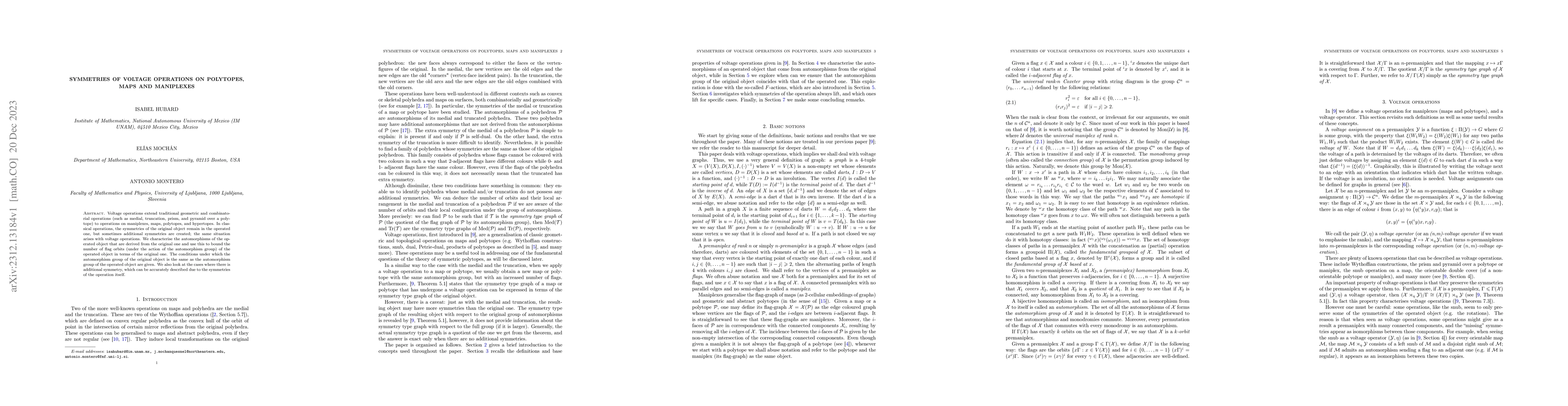 Thumbnail for Symmetries of voltage operations on polytopes, maps and maniplexes