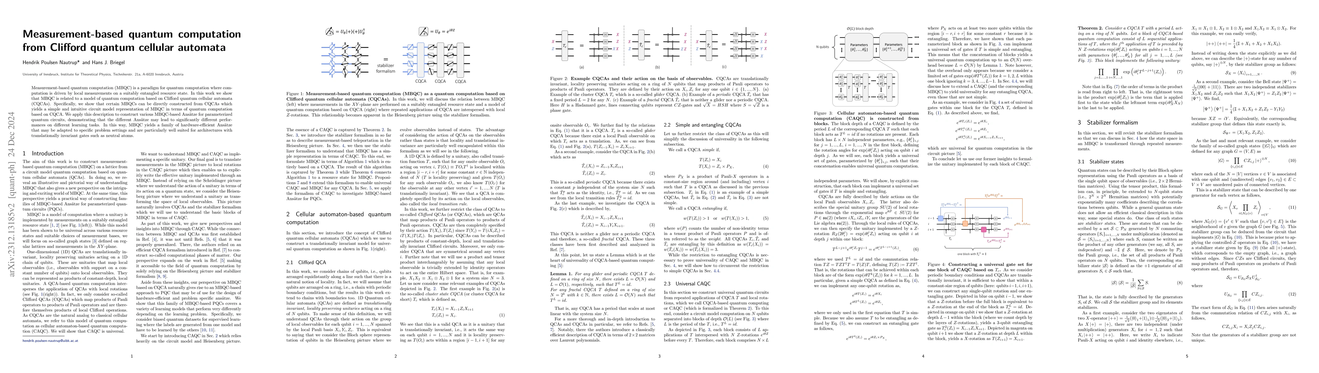 Thumbnail for Measurement-based quantum computation from Clifford quantum cellular
  automata