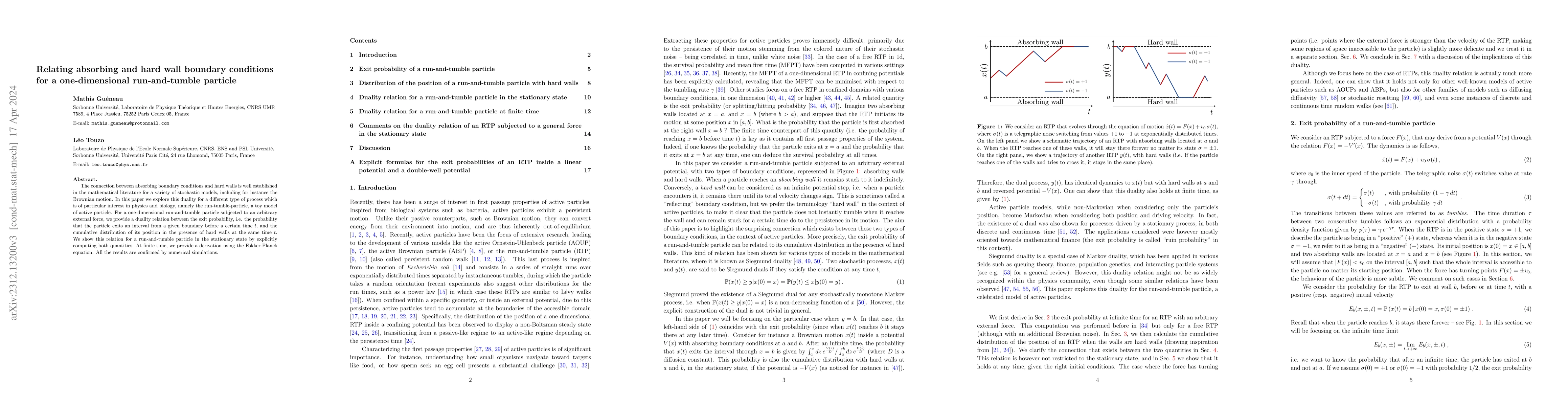 Thumbnail for Relating absorbing and hard wall boundary conditions for a
  one-dimensional run-and-tumble particle
