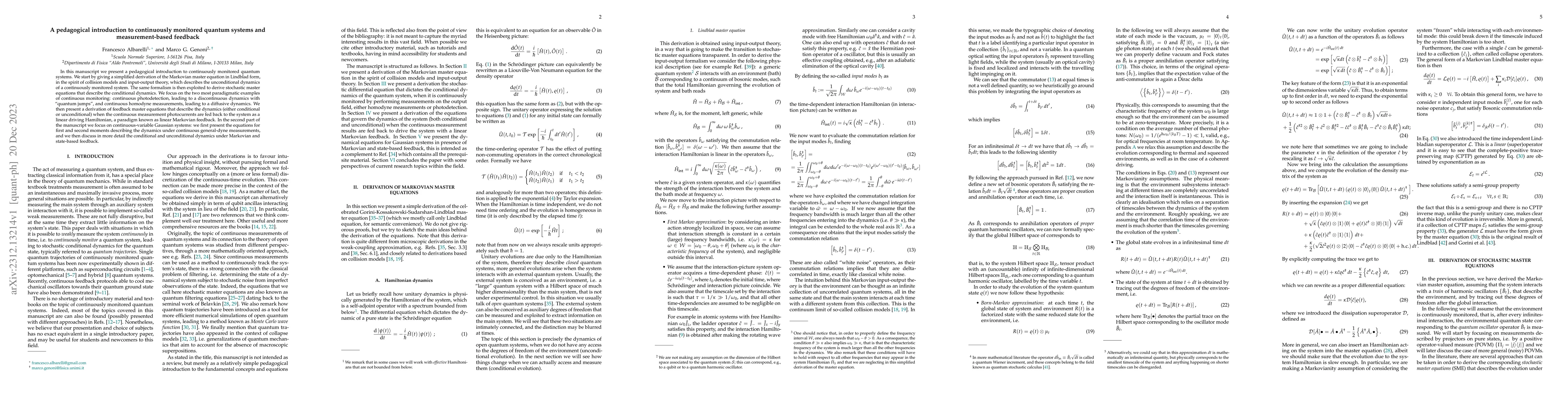 Thumbnail for A pedagogical introduction to continuously monitored quantum systems and
  measurement-based feedback