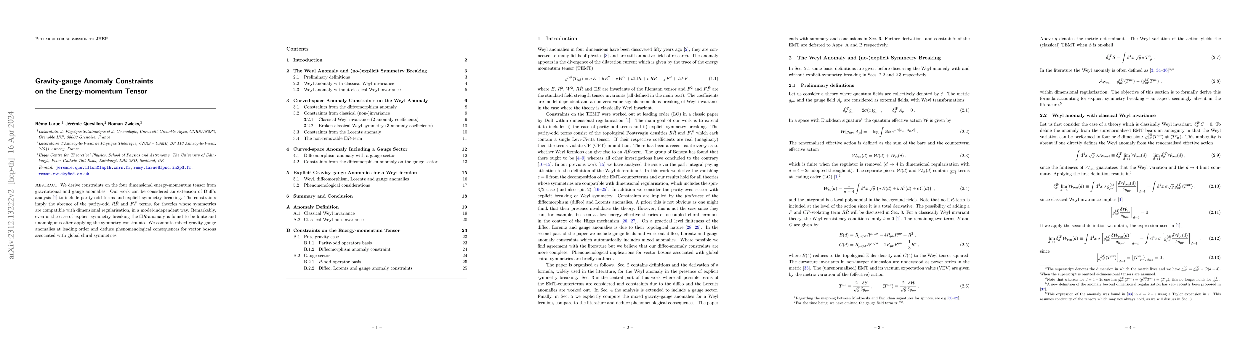 Thumbnail for Gravity-gauge Anomaly Constraints on the Energy-momentum Tensor