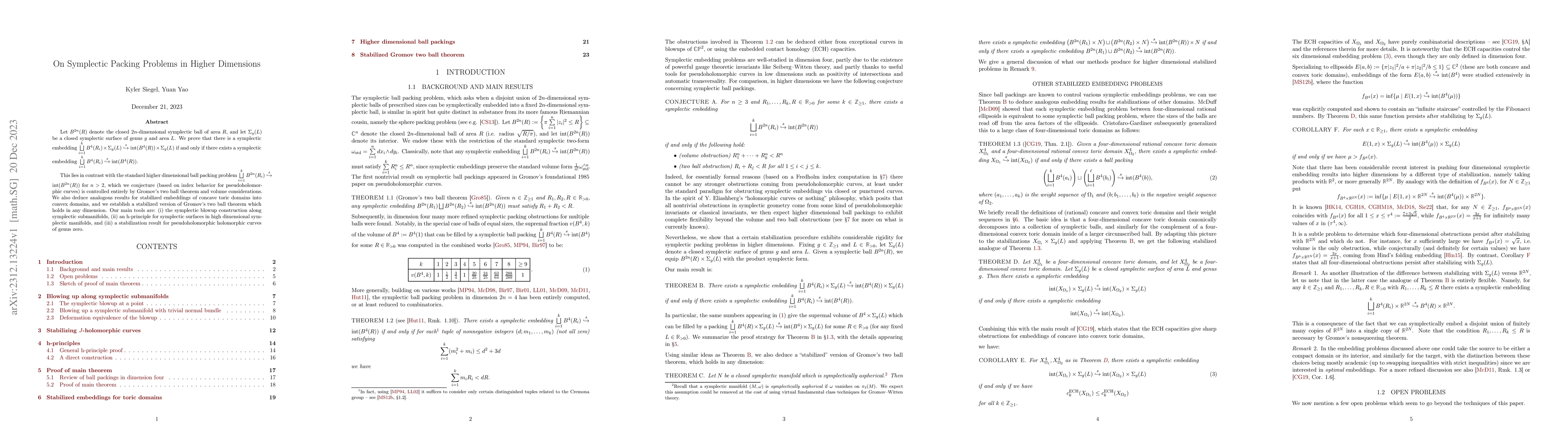 Thumbnail for On Symplectic Packing Problems in Higher Dimensions