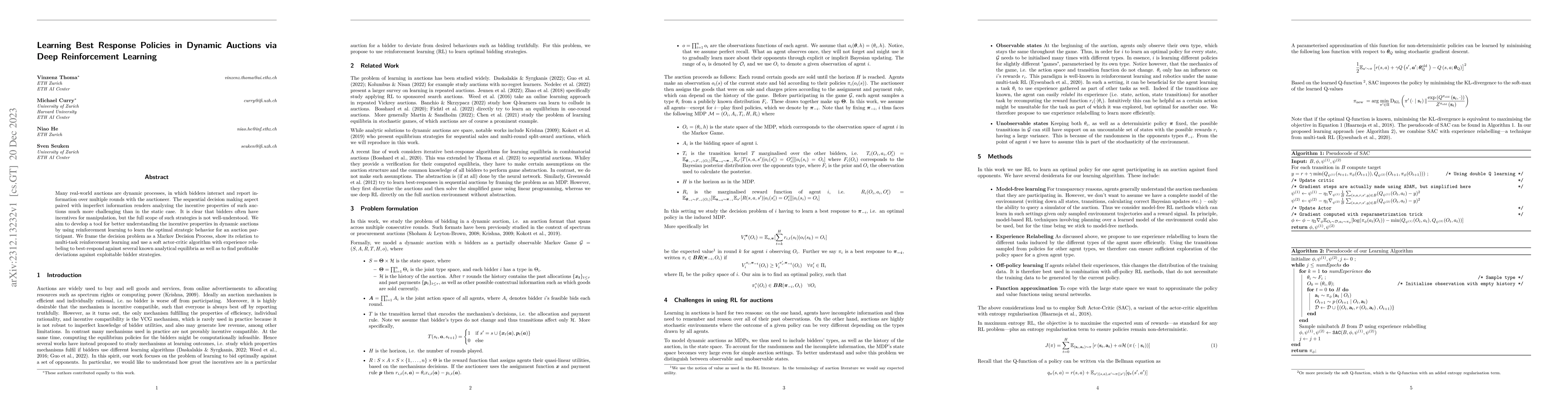 Thumbnail for Learning Best Response Policies in Dynamic Auctions via Deep
  Reinforcement Learning