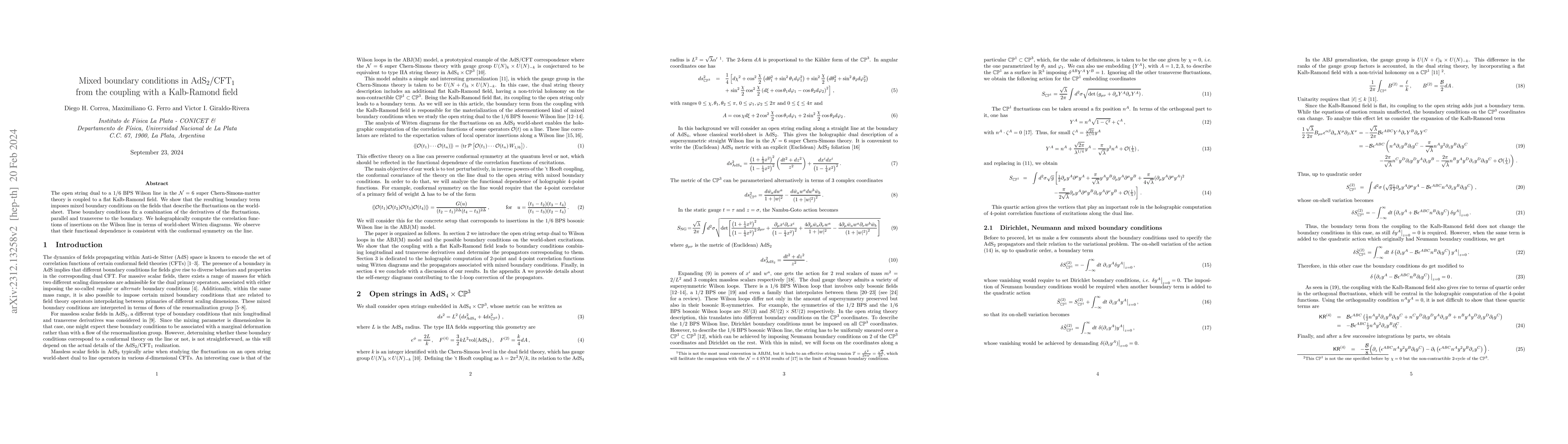 Thumbnail for Mixed boundary conditions in AdS$_2$/CFT$_1$ from the coupling with a
  Kalb-Ramond field