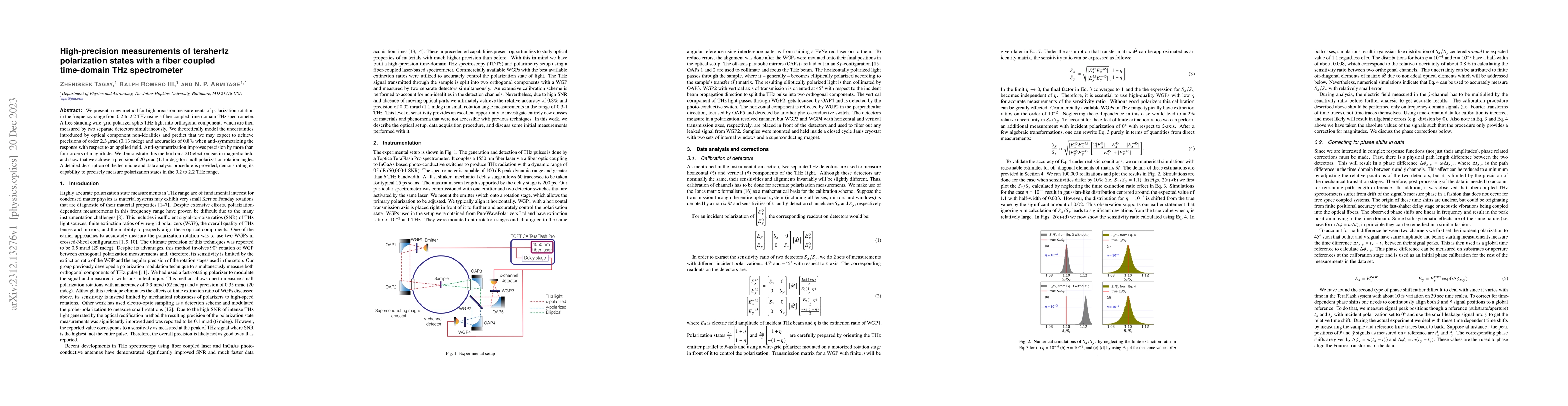 Thumbnail for High-precision measurements of terahertz polarization states with a
  fiber coupled time-domain THz spectrometer