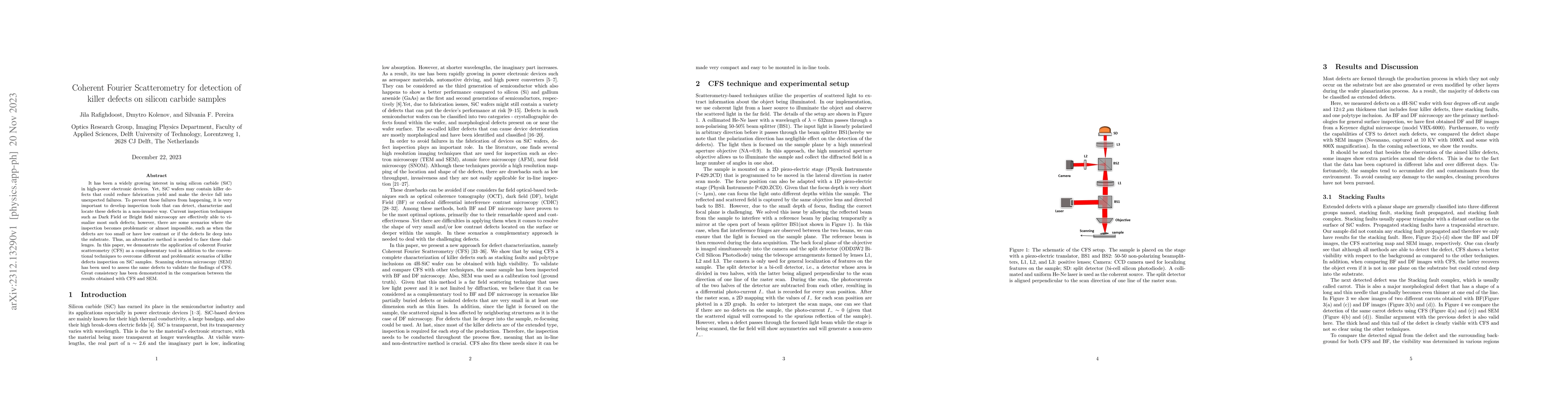 Thumbnail for Coherent Fourier Scatterometry for detection of killer defects on
  silicon carbide samples