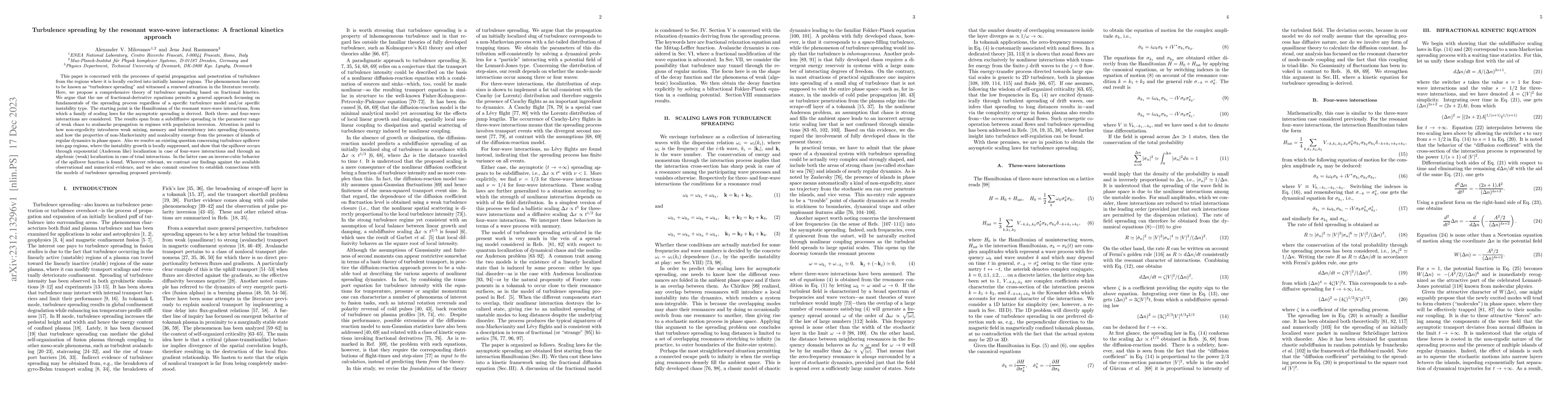 Thumbnail for Turbulence spreading by the resonant wave-wave interactions: A
  fractional kinetics approach
