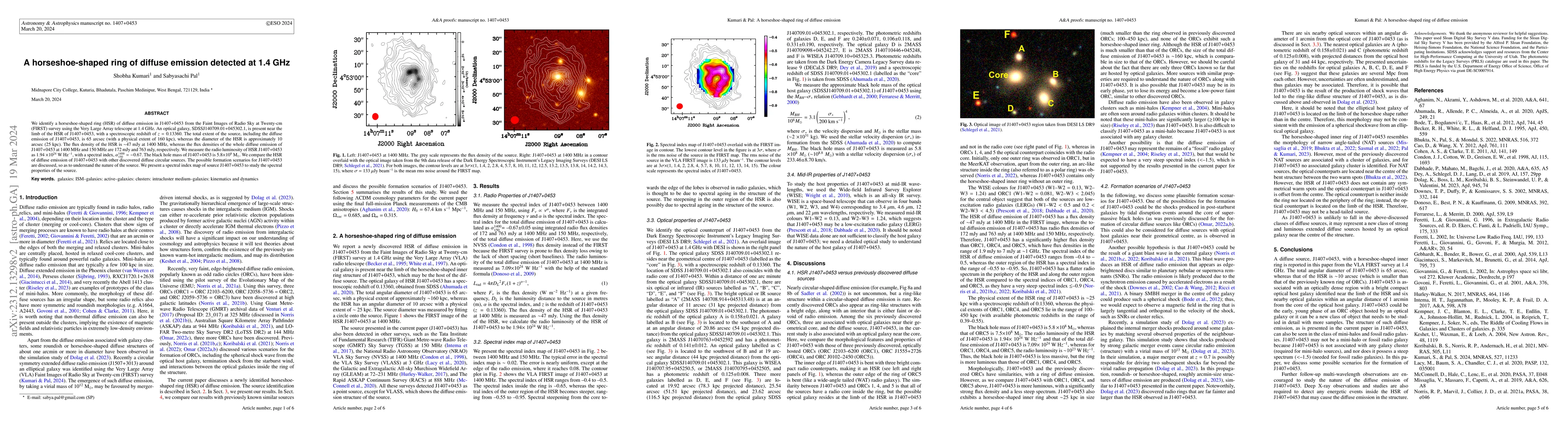 Thumbnail for A horseshoe-shaped ring of diffuse emission detected at 1.4 GHz