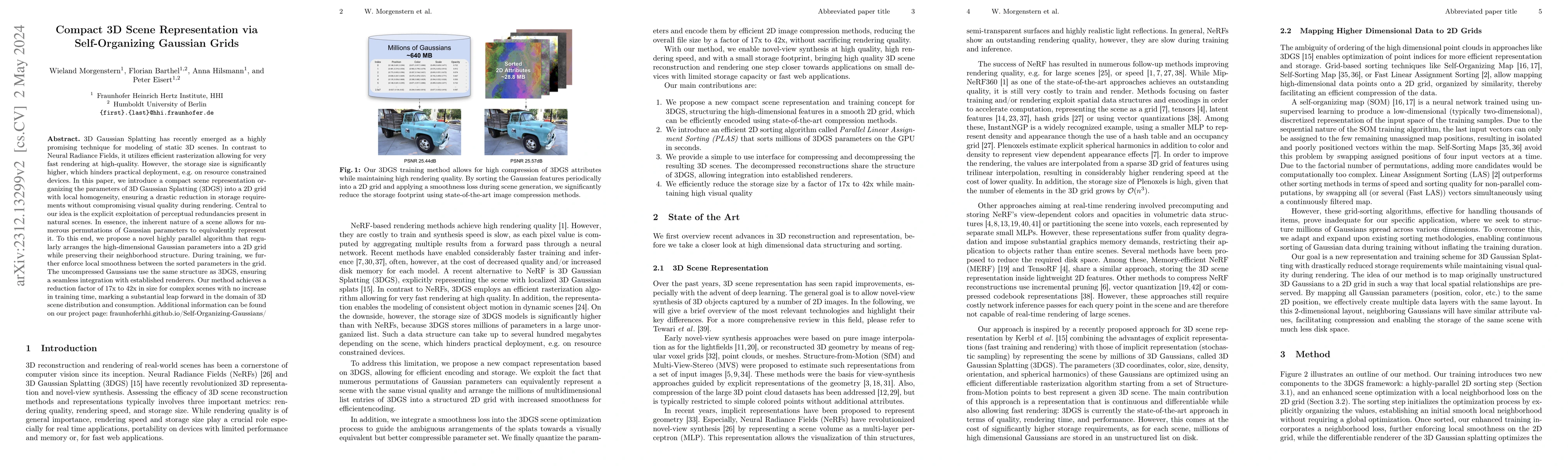 Thumbnail for Compact 3D Scene Representation via Self-Organizing Gaussian Grids
