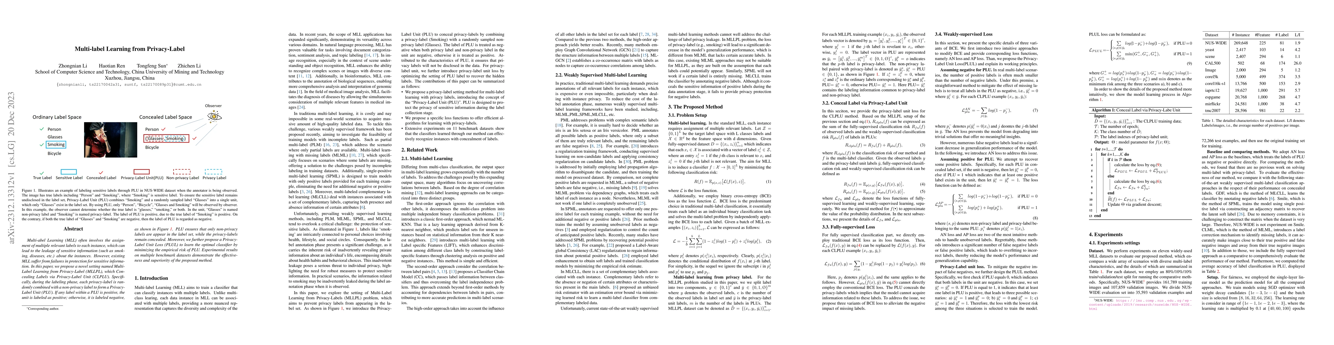 Thumbnail for Multi-label Learning from Privacy-Label