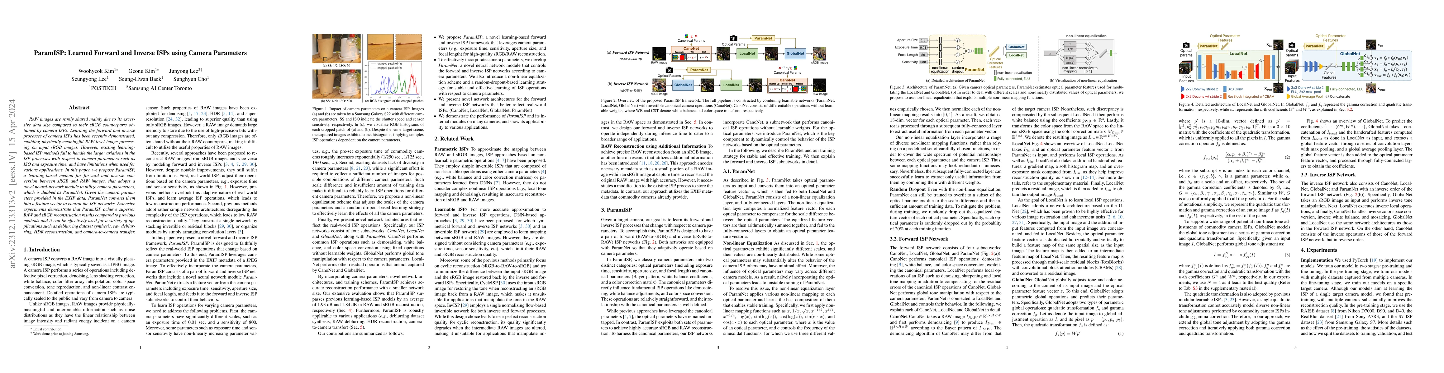 Thumbnail for ParamISP: Learned Forward and Inverse ISPs using Camera Parameters
