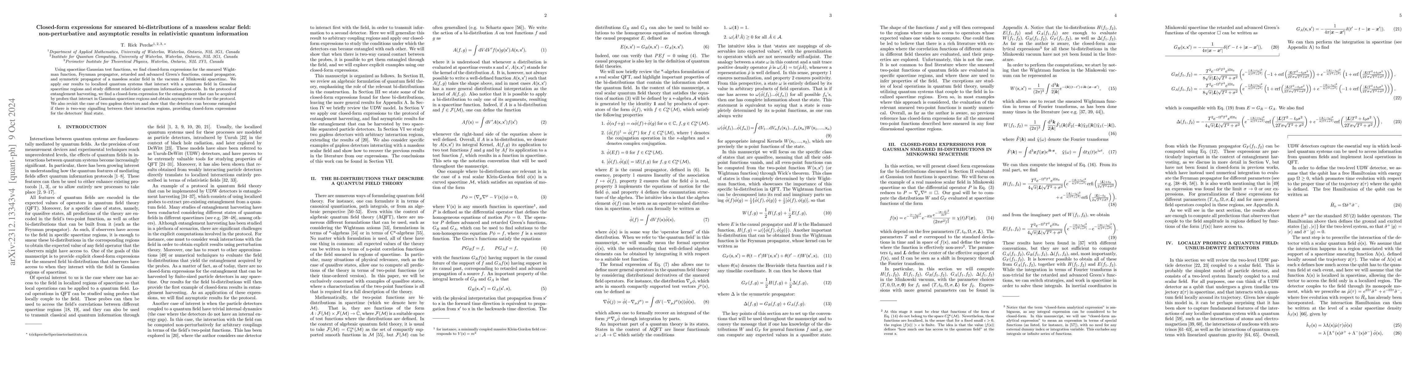 Thumbnail for Closed-form expressions for smeared bi-distributions of a massless
  scalar field: non-perturbative and asymptotic results in relativistic quantum
  information