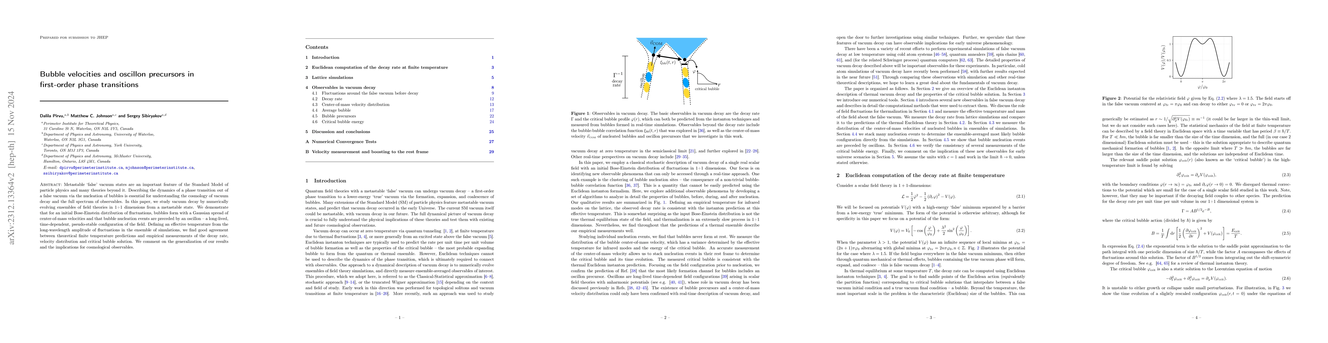 Thumbnail for Bubble velocities and oscillon precursors in first order phase
  transitions