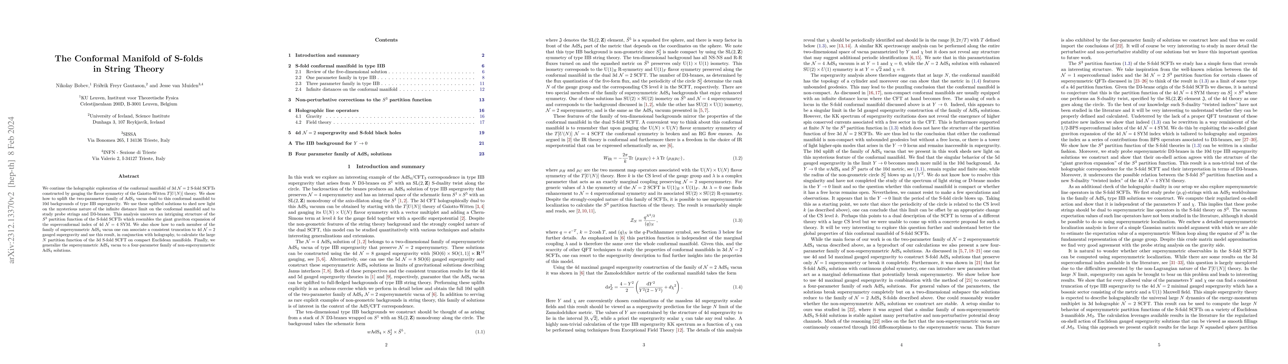 Thumbnail for The Conformal Manifold of S-folds in String Theory