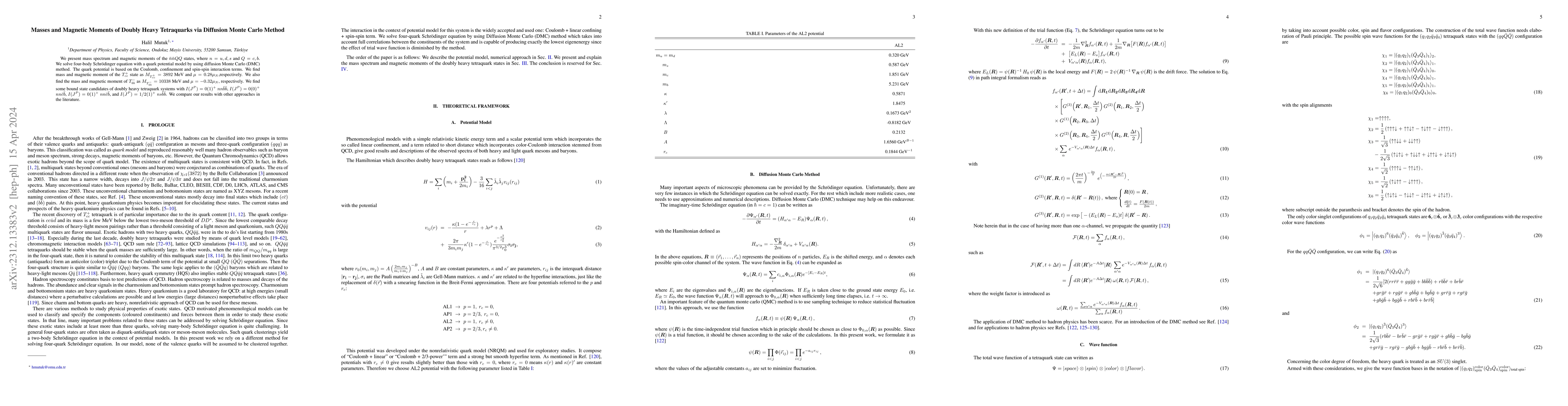 Thumbnail for Masses and Magnetic Moments of Doubly Heavy Tetraquarks via Diffusion
  Monte Carlo Method