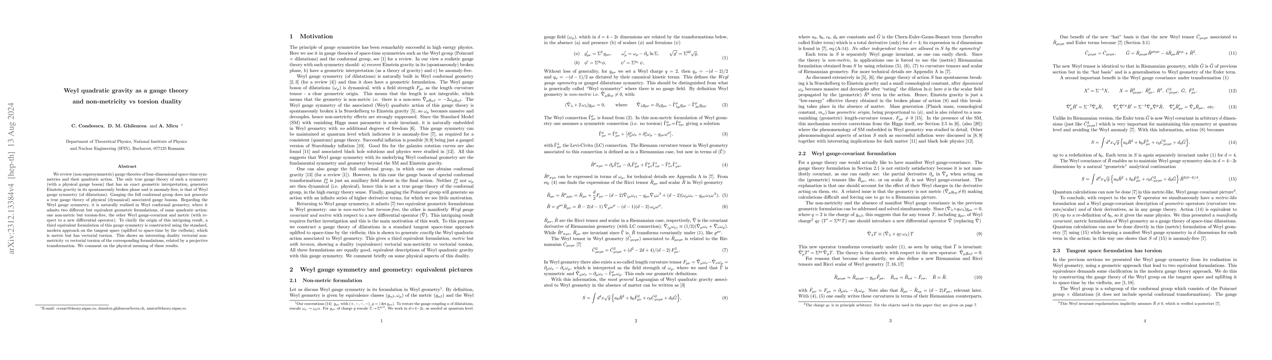 Thumbnail for Weyl quadratic gravity as a gauge theory and non-metricity vs torsion
  duality