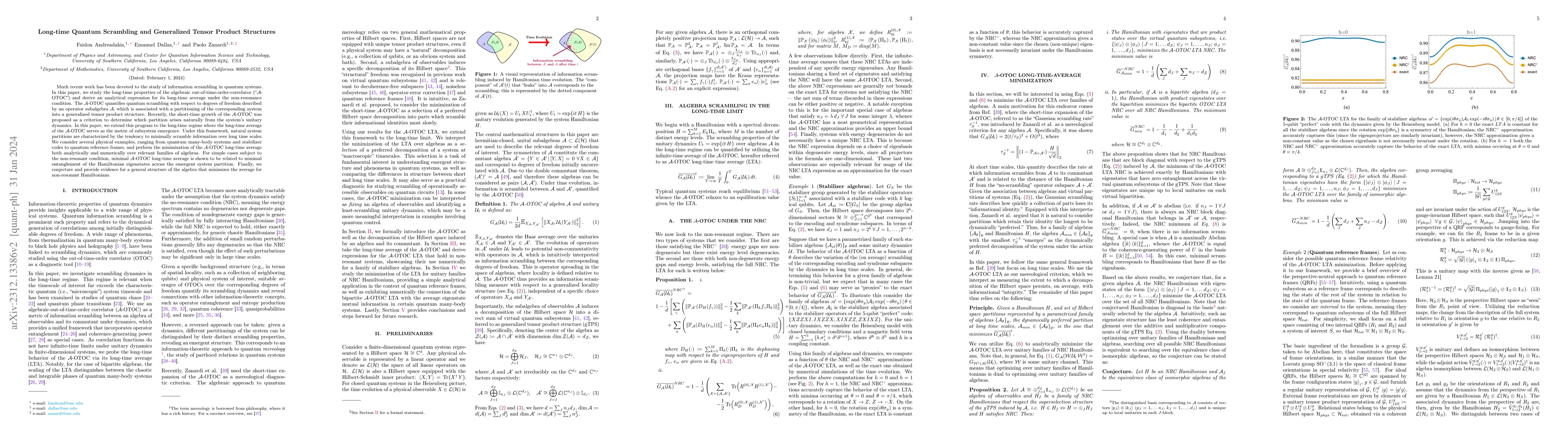Thumbnail for Long-time Quantum Scrambling and Generalized Tensor Product Structures
