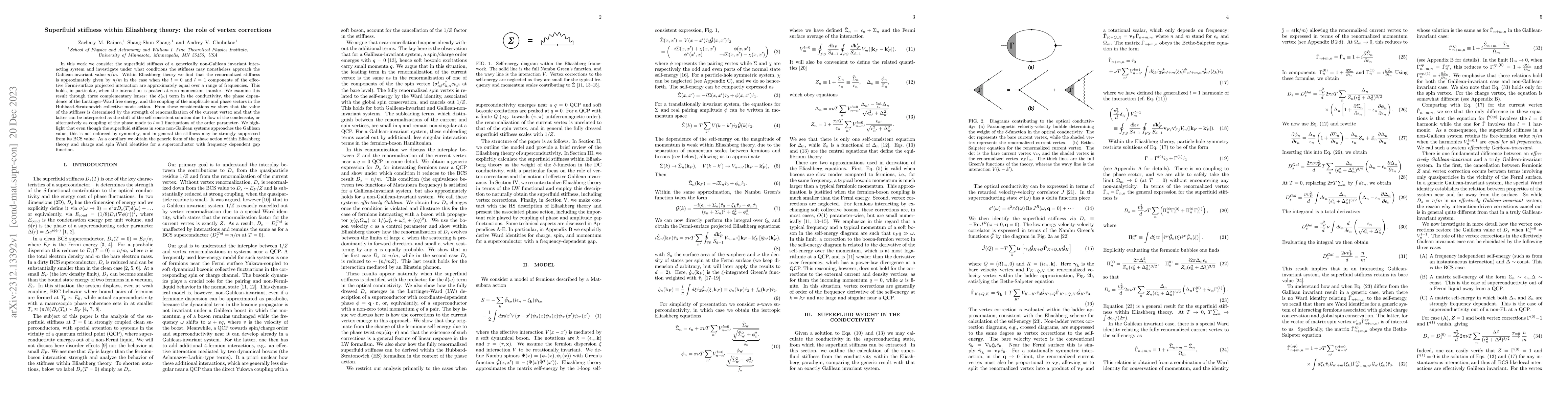 Thumbnail for Superfluid stiffness within Eliashberg theory: the role of vertex
  corrections