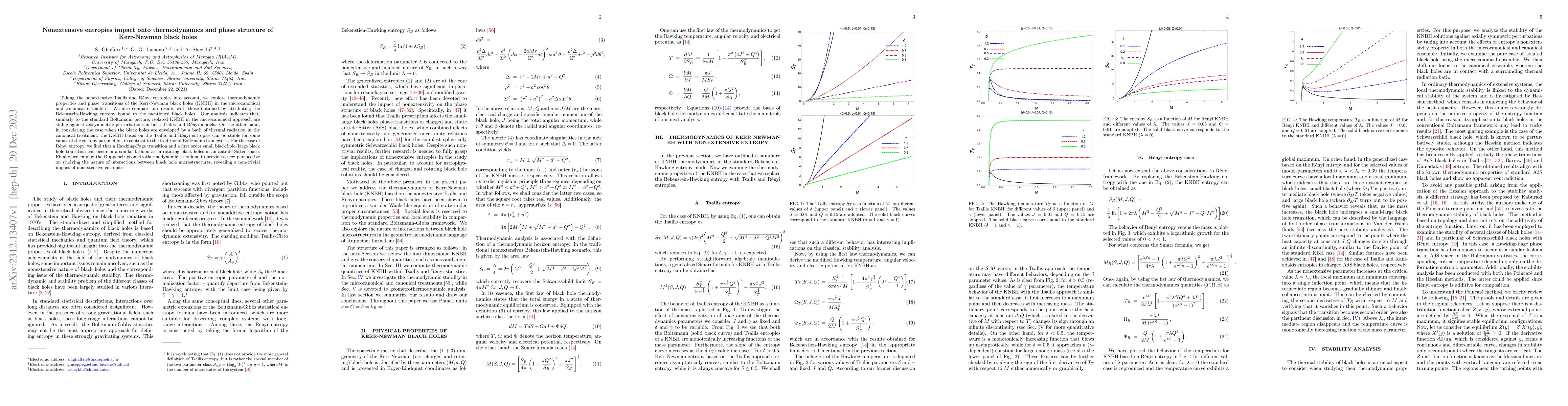 Thumbnail for Nonextensive entropies impact onto thermodynamics and phase structure of
  Kerr-Newman black holes
