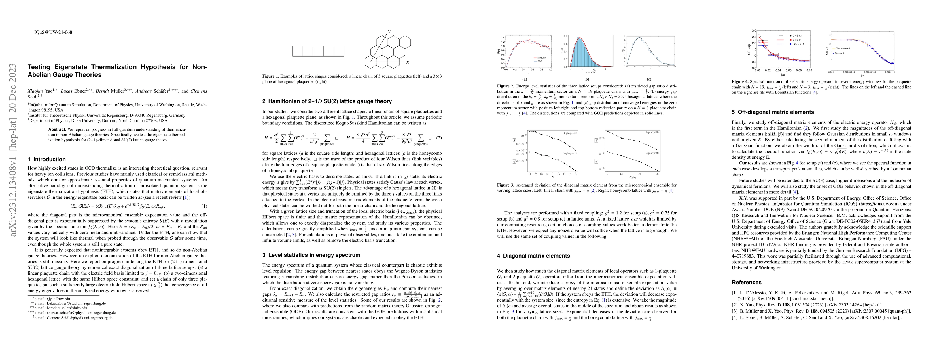 Thumbnail for Testing Eigenstate Thermalization Hypothesis for Non-Abelian Gauge
  Theories