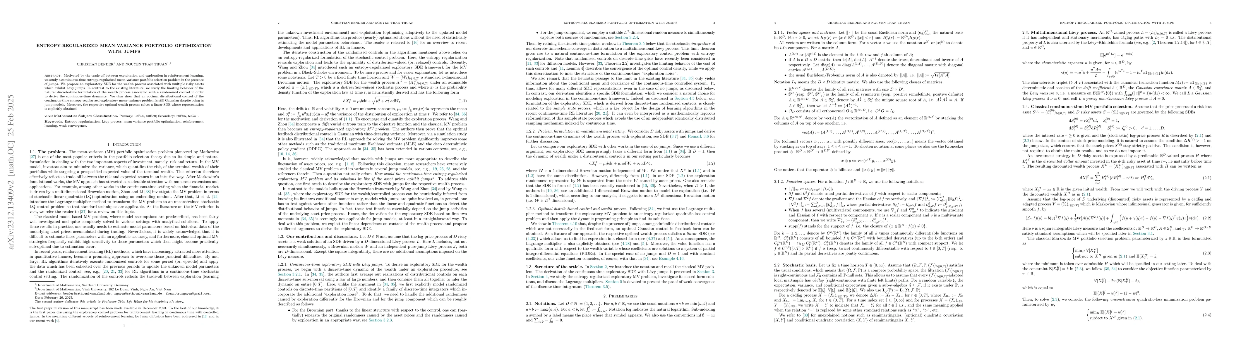 Thumbnail for Entropy-Regularized Mean-Variance Portfolio Optimization with Jumps