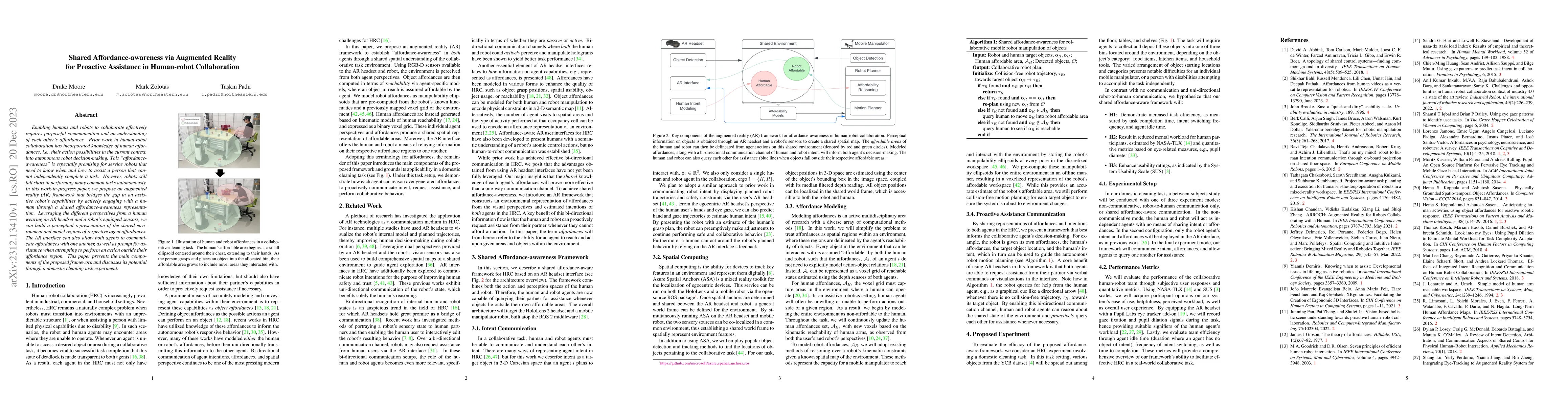Thumbnail for Shared Affordance-awareness via Augmented Reality for Proactive
  Assistance in Human-robot Collaboration