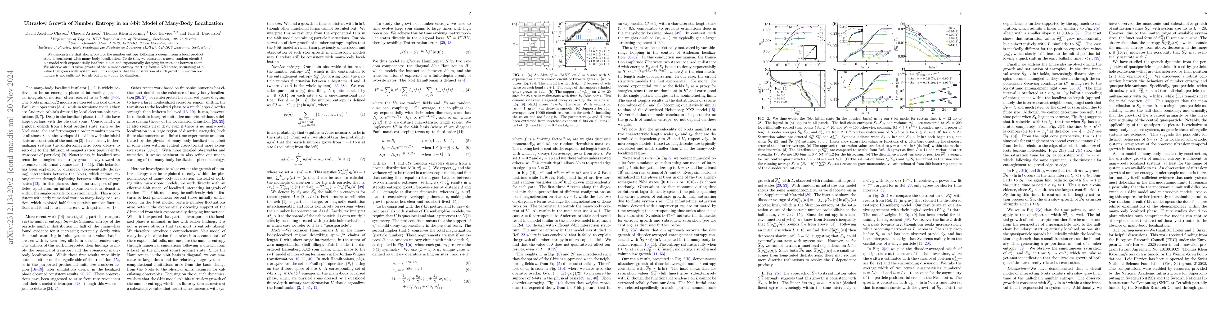 Thumbnail for Ultraslow Growth of Number Entropy in an l-bit Model of Many-Body
  Localization