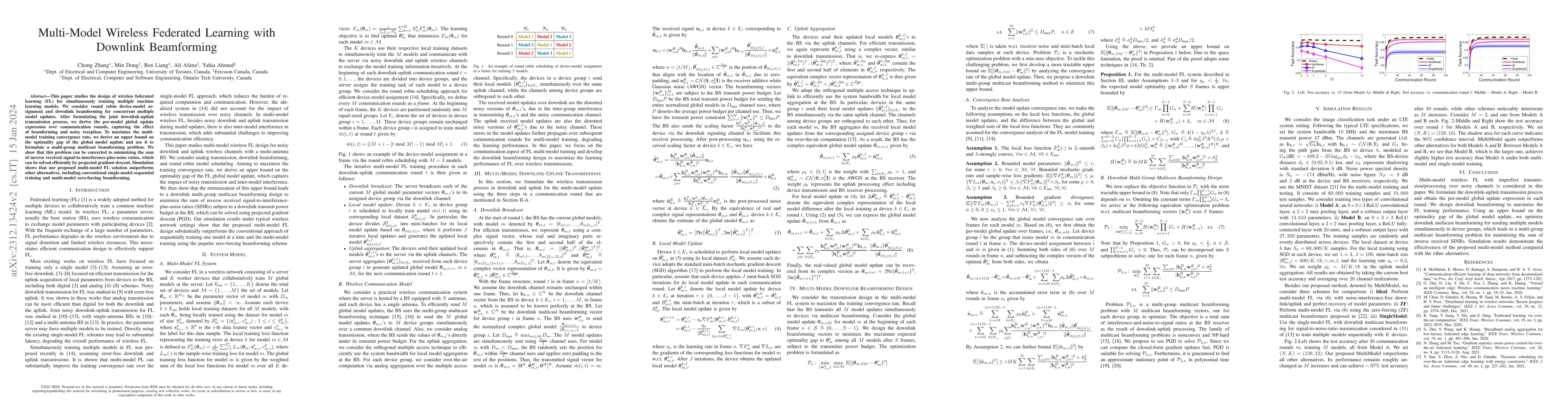 Thumbnail for Multi-Model Wireless Federated Learning with Downlink Beamforming