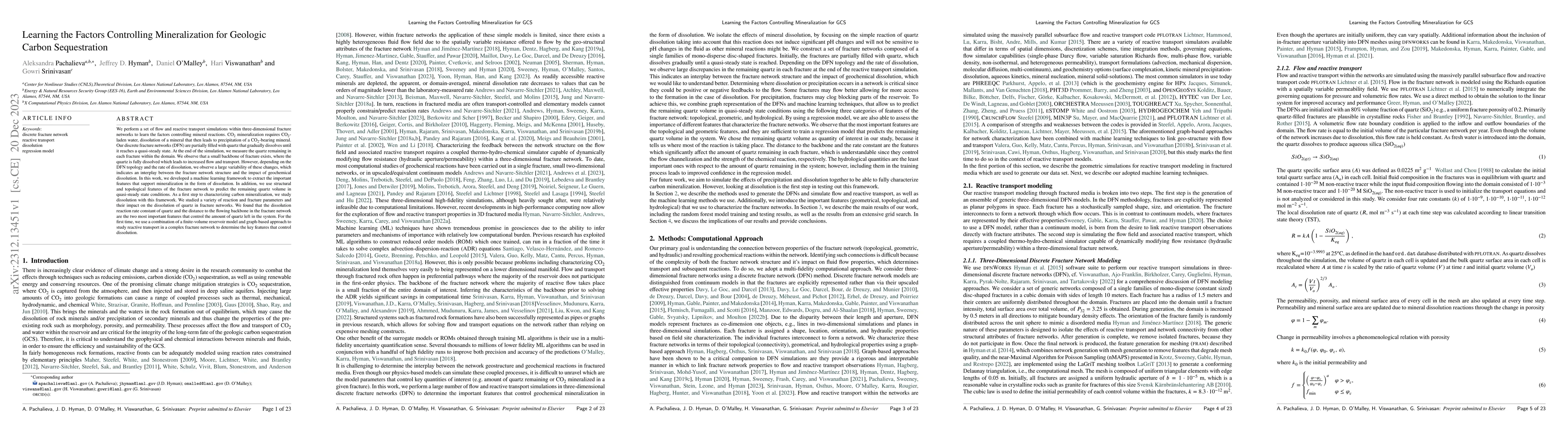 Thumbnail for Learning the Factors Controlling Mineralization for Geologic Carbon
  Sequestration