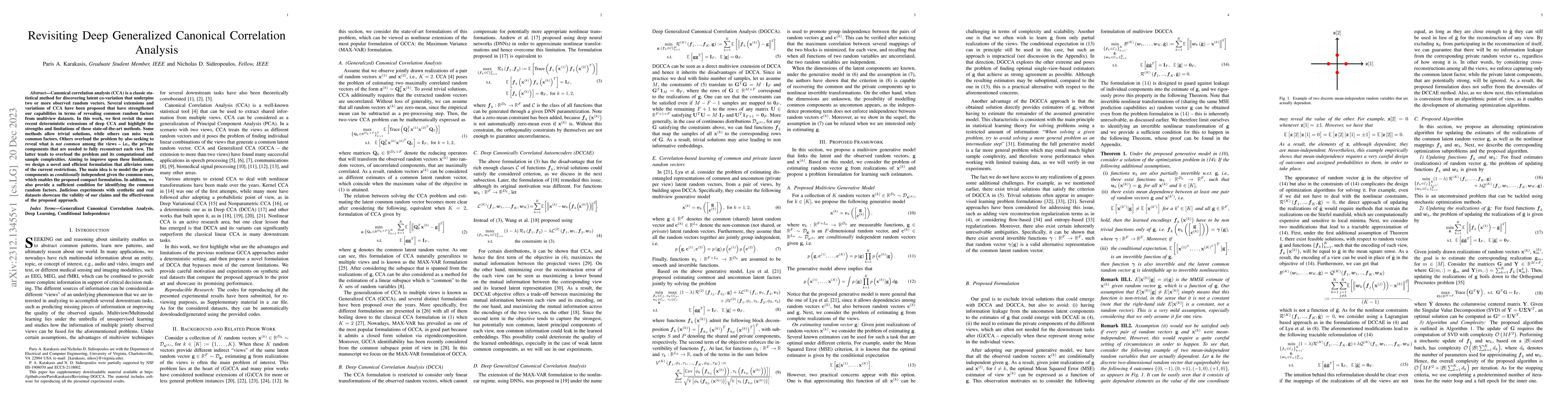 Thumbnail for Revisiting Deep Generalized Canonical Correlation Analysis
