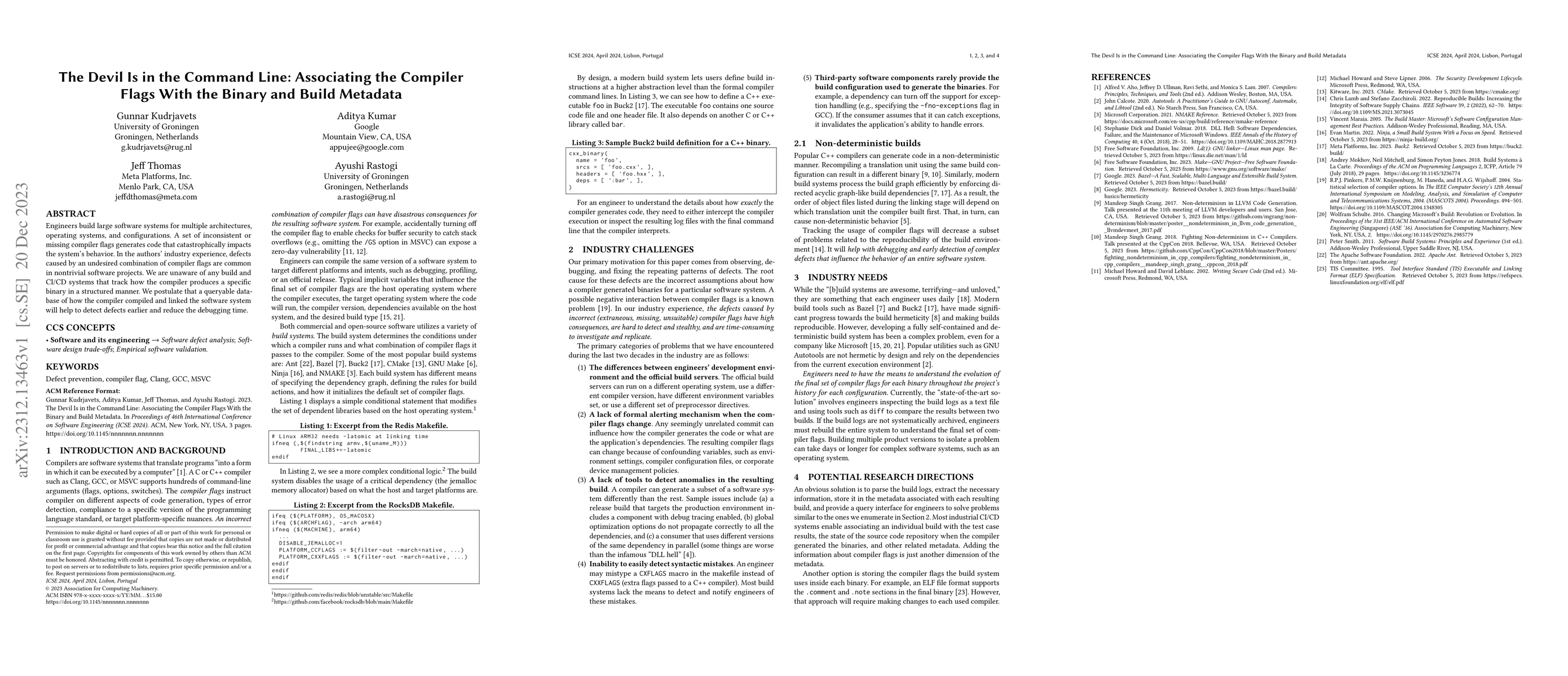 Thumbnail for The Devil Is in the Command Line: Associating the Compiler Flags With
  the Binary and Build Metadata