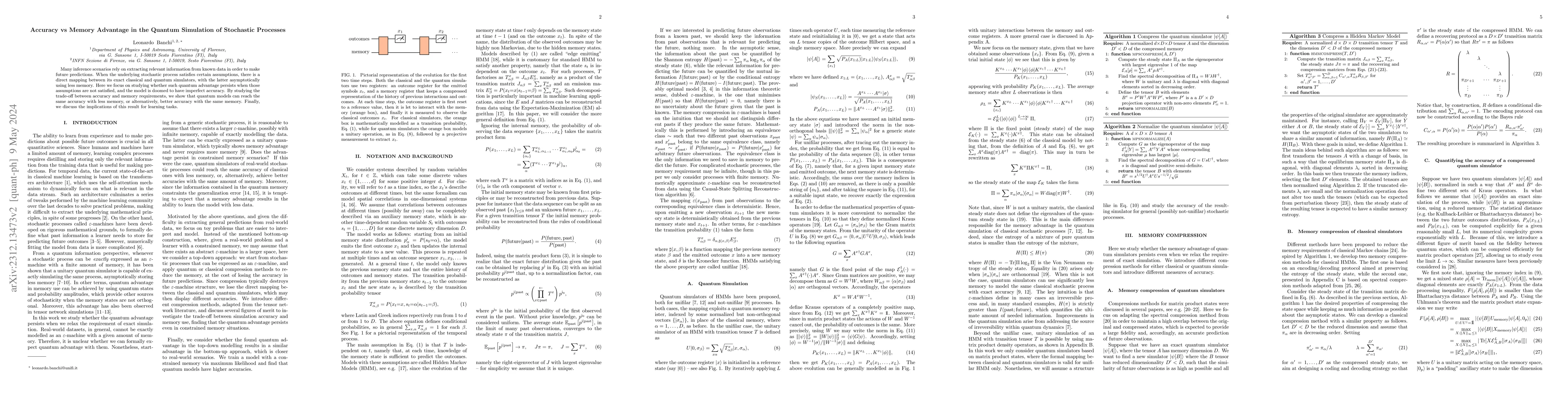 Thumbnail for Accuracy vs Memory Advantage in the Quantum Simulation of Stochastic
  Processes