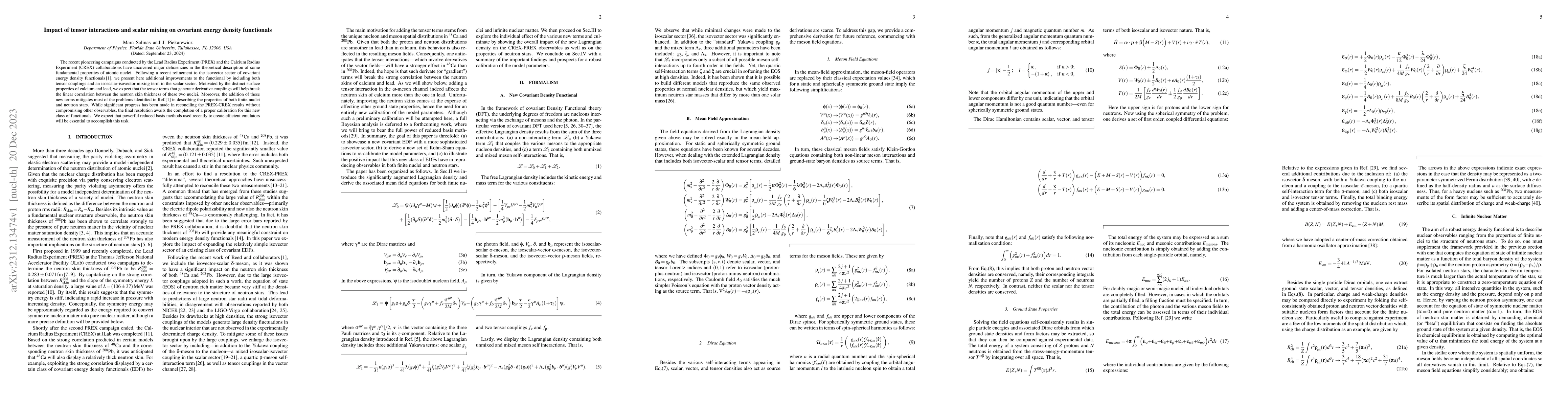 Thumbnail for Impact of tensor interactions and scalar mixing on covariant energy
  density functionals