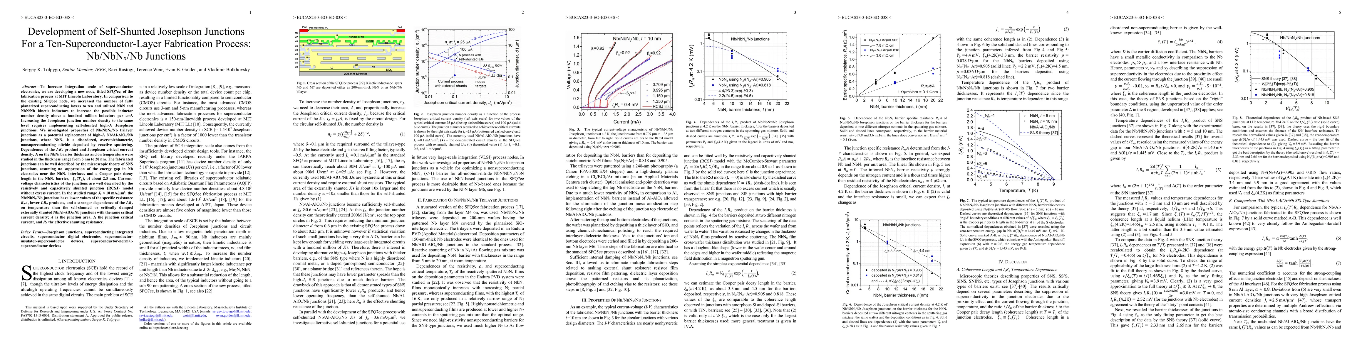 Thumbnail for Development of Self-Shunted Josephson Junctions For a
  Ten-Superconductor-Layer Fabrication Process: Nb/NbN$_x$/Nb Junctions