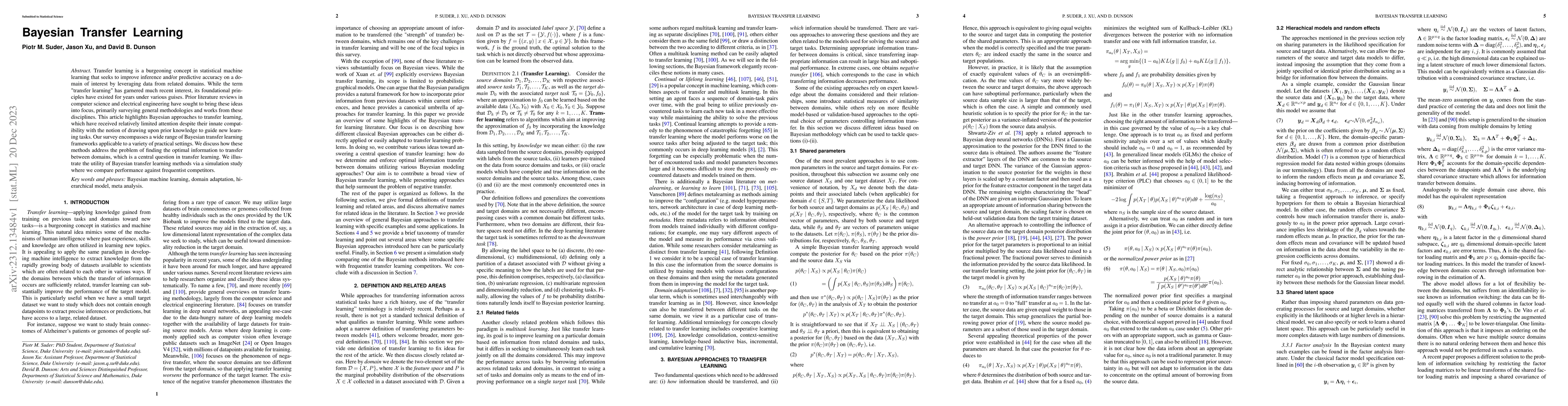 Thumbnail for Bayesian Transfer Learning