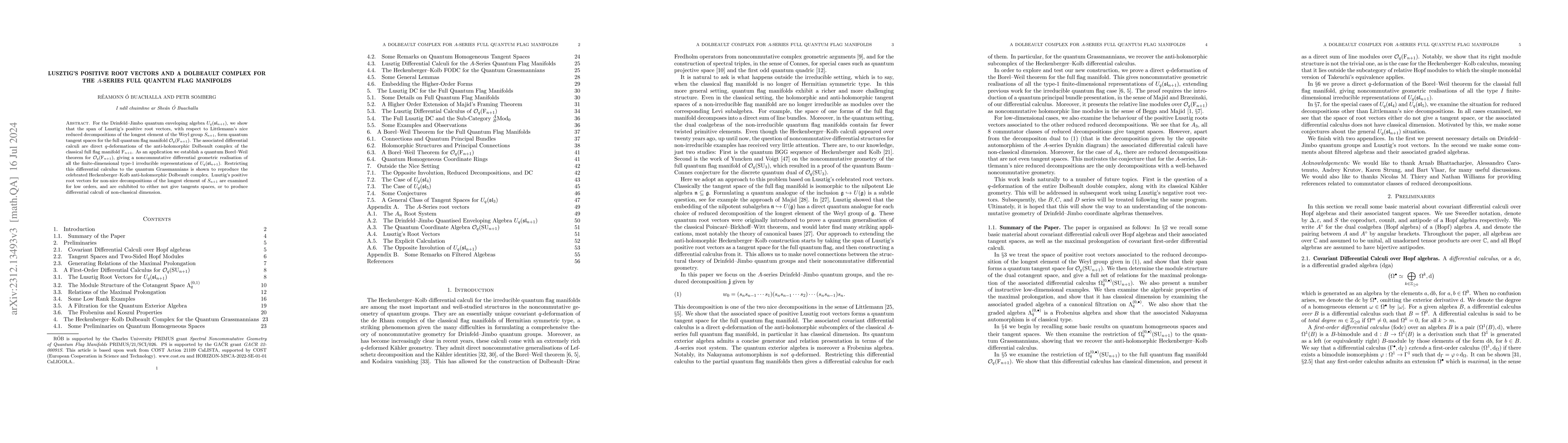 Thumbnail for Lusztig's Quantum Root Vectors and a Dolbeault Complex for the A-Series
  Full Quantum Flag Manifolds