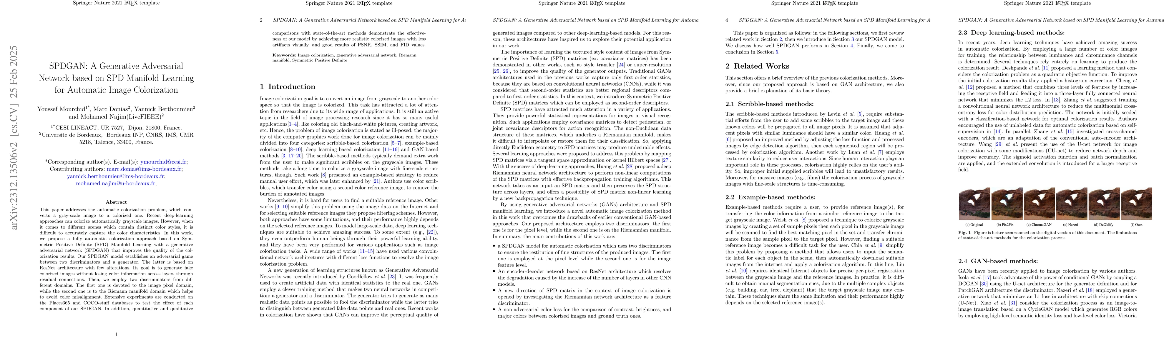 Thumbnail for SPDGAN: A Generative Adversarial Network based on SPD Manifold Learning
  for Automatic Image Colorization