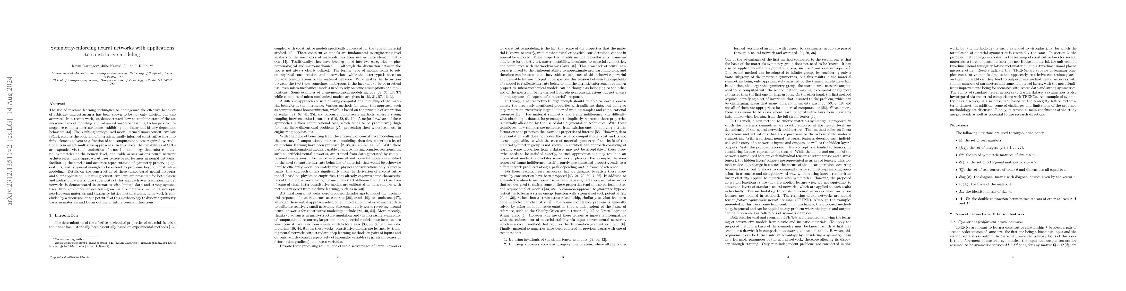 Thumbnail for Symmetry-enforcing neural networks with applications to constitutive
  modeling