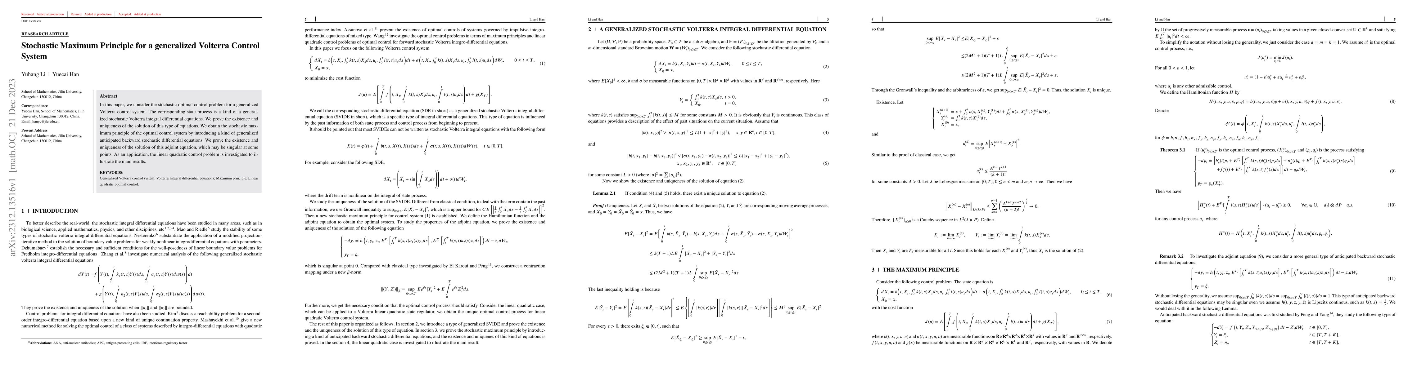 Thumbnail for Stochastic Maximum Principle for a generalized Volterra Control System