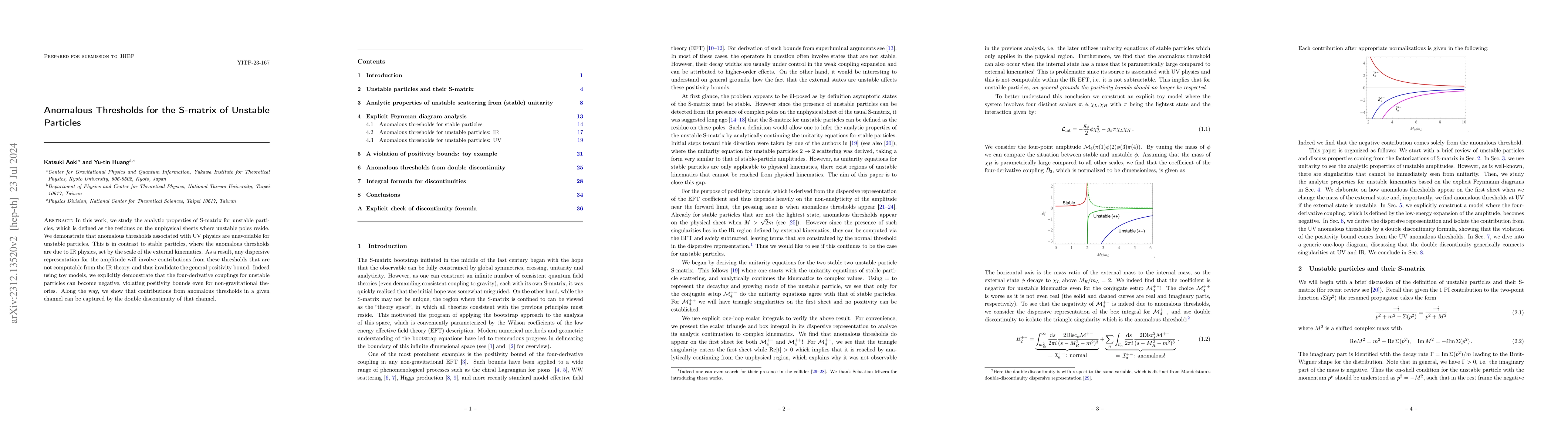 Thumbnail for Anomalous Thresholds for the S-matrix of Unstable Particles