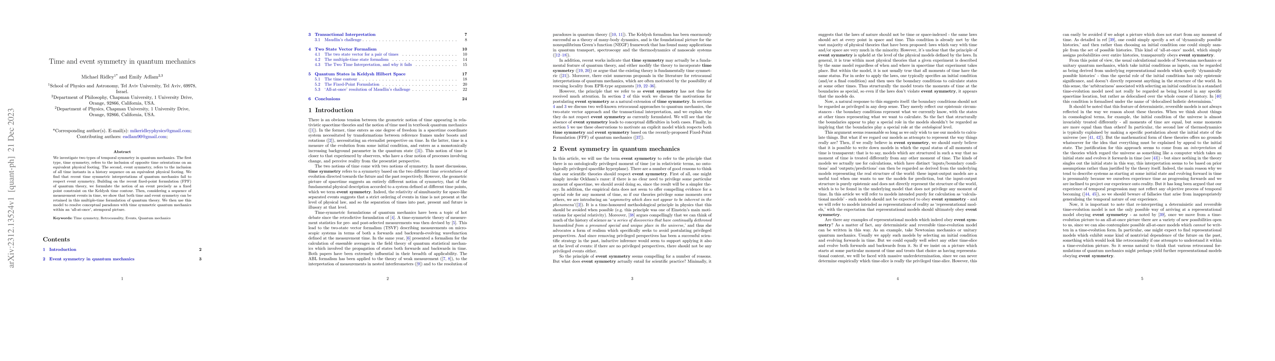 Thumbnail for Time and event symmetry in quantum mechanics